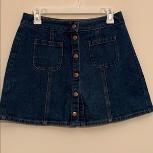 Button down denim skirt